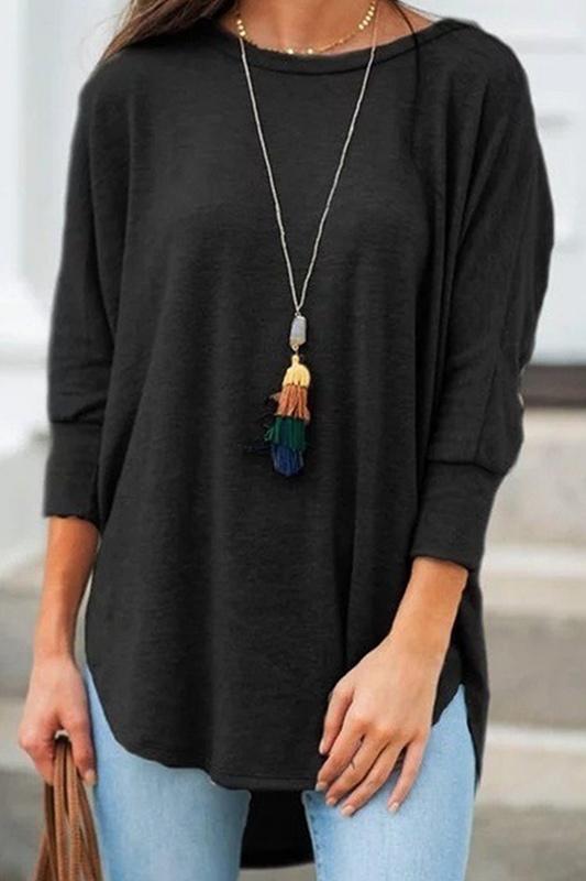 Casual Solid Basic Asymmetrical O Neck T-Shirts(7 Colors)