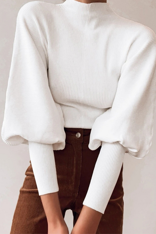 Casual Solid Patchwork Turtleneck Tops Sweater
