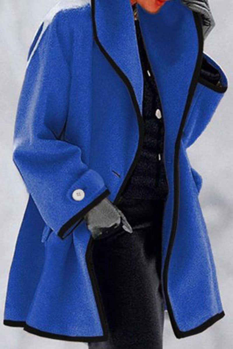 Fashion Casual Solid Patchwork Hooded Collar Outerwear