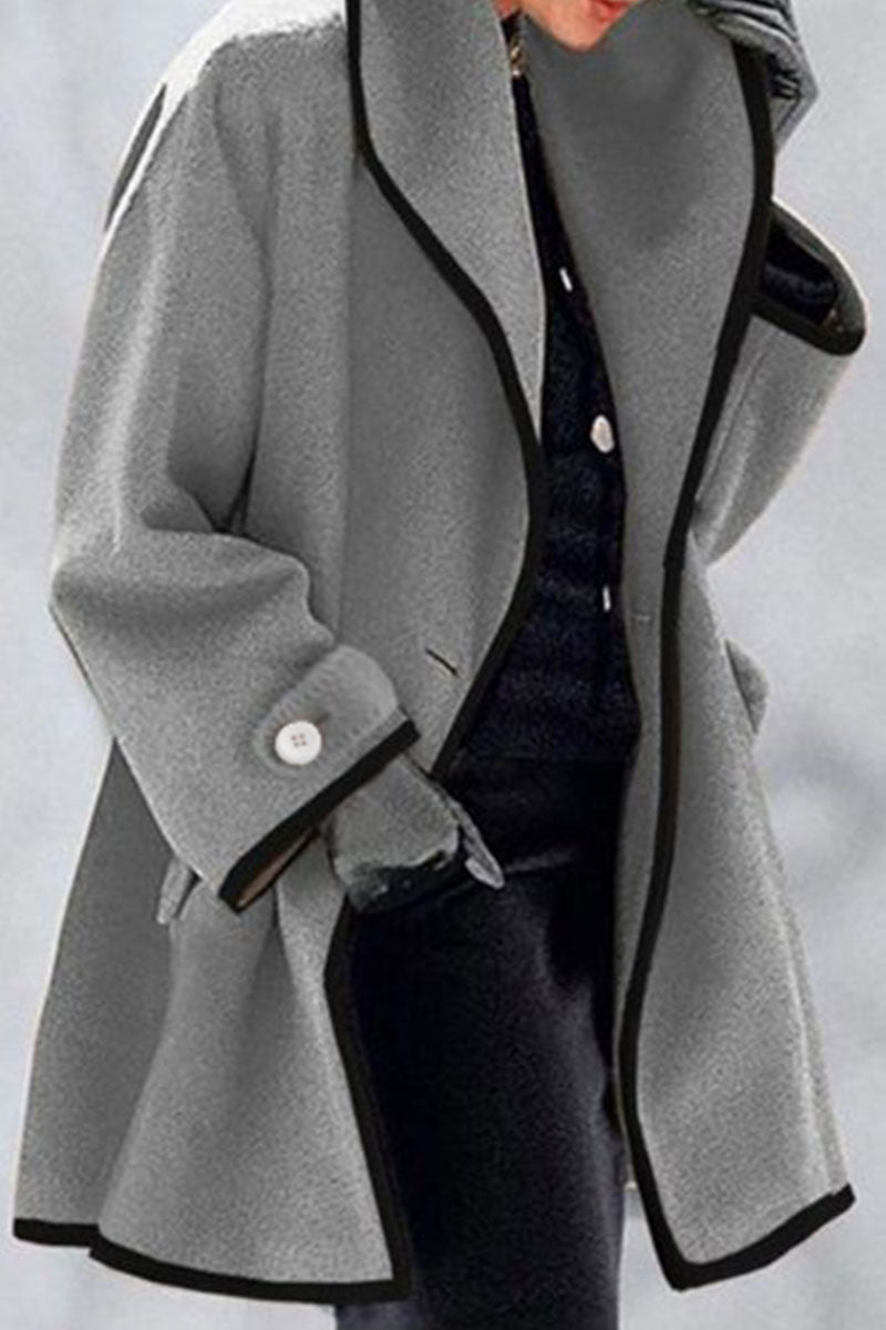 Fashion Casual Solid Patchwork Hooded Collar Outerwear