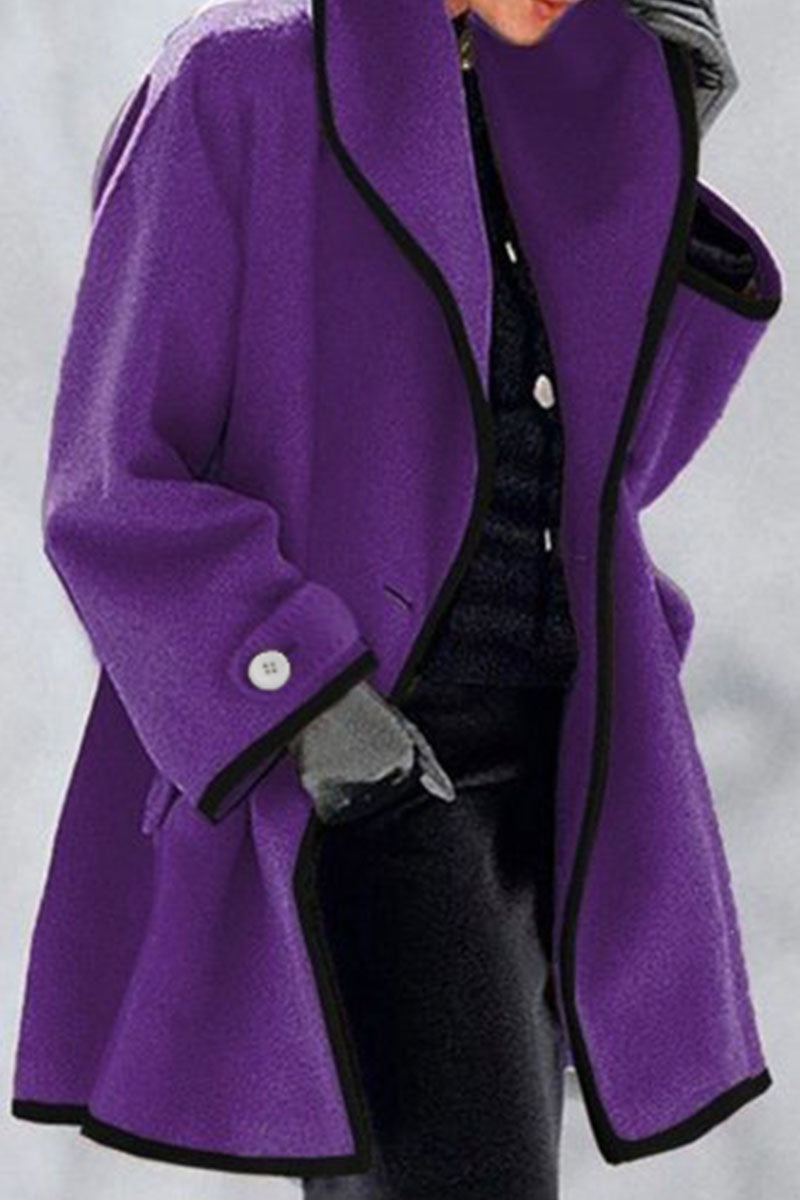 Fashion Casual Solid Patchwork Hooded Collar Outerwear