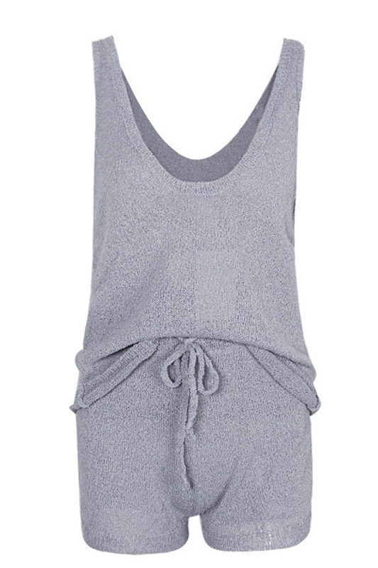 Casual Solid Patchwork V Neck Sleeveless Two Pieces(5 Colors)