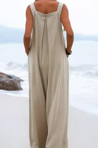 Casual Solid Split Joint Square Collar Loose Jumpsuits(13 Colors)