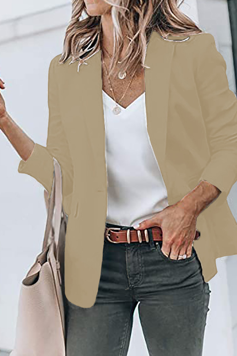 Fashion Solid Turndown Collar Outerwear(11 Colors)