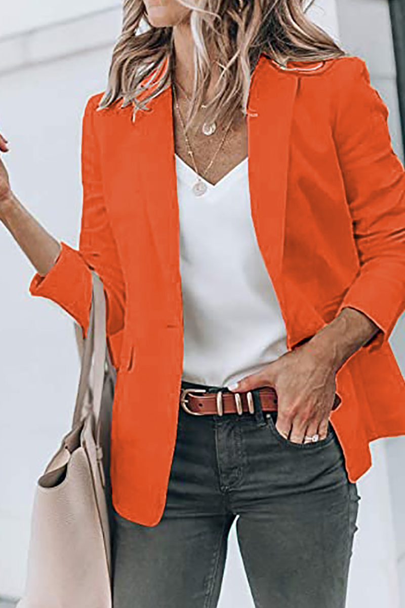 Fashion Solid Turndown Collar Outerwear(11 Colors)