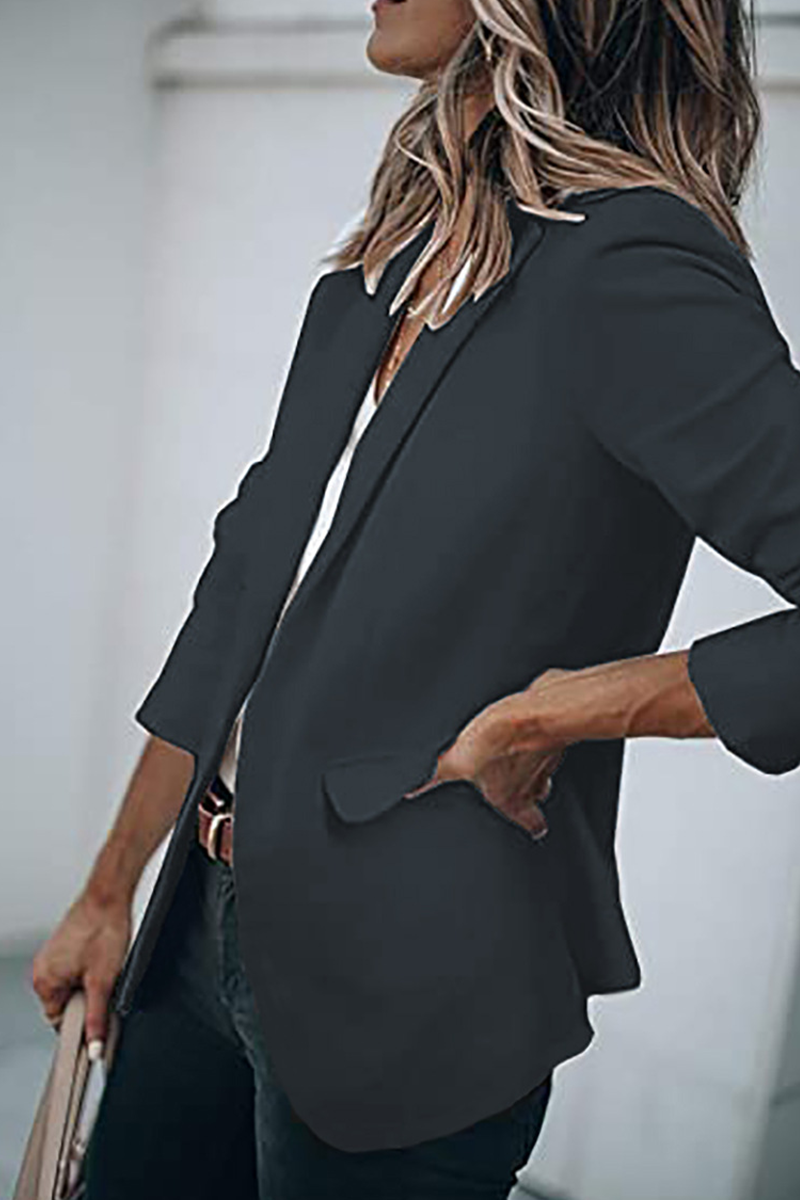 Fashion Solid Turndown Collar Outerwear(11 Colors)