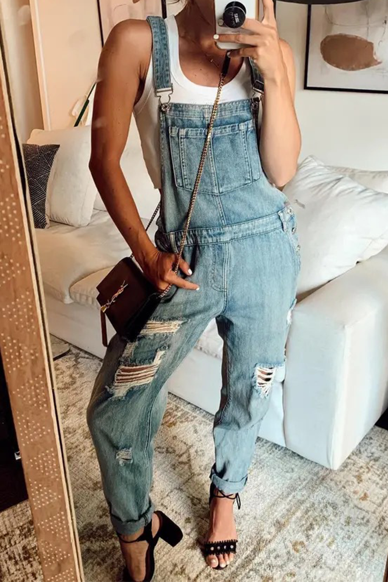 Casual Solid Square Collar Harlan Jumpsuits