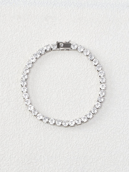 Cubic Zirconia Bracelet Silver Rhinestone Daily Wear