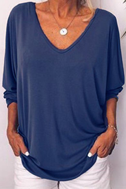 Casual Solid Buckle V Neck T-Shirts(5 Colors)