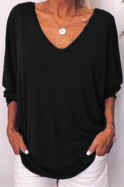 Casual Solid Buckle V Neck T-Shirts(5 Colors)