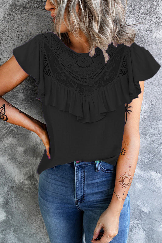 Casual Solid Flounce O Neck T-Shirts(8 Colors)