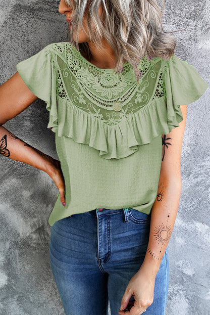 Casual Solid Flounce O Neck T-Shirts(8 Colors)