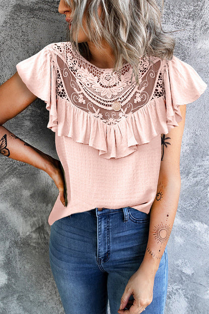 Casual Solid Flounce O Neck T-Shirts(8 Colors)