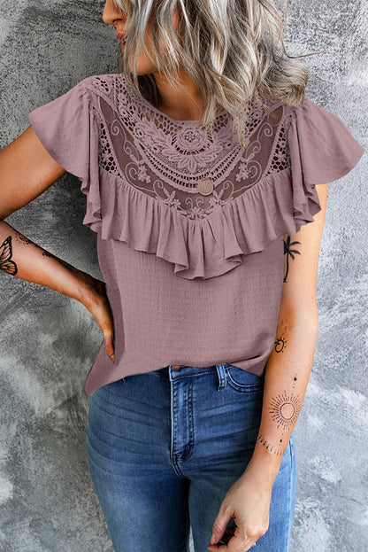 Casual Solid Flounce O Neck T-Shirts(8 Colors)
