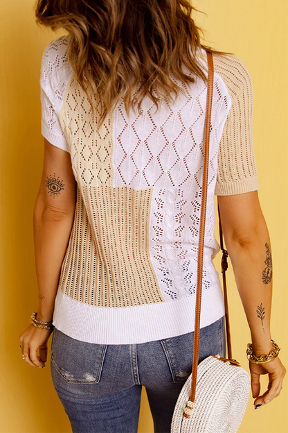 Casual Solid Patchwork O Neck Tops
