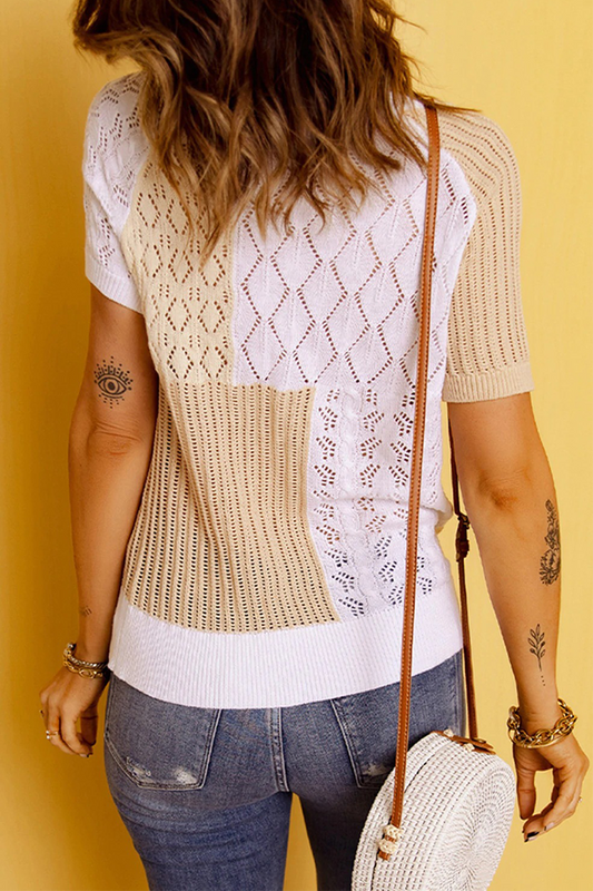 Casual Solid Patchwork O Neck Tops