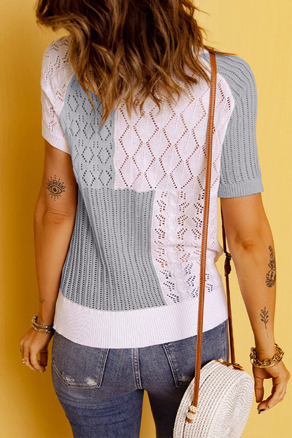 Casual Solid Patchwork O Neck Tops