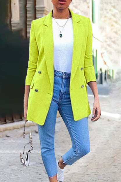 Fashion Solid Patchwork Turndown Collar Outerwear(9 Colors)