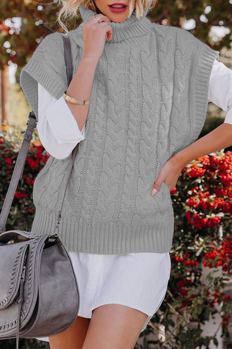 Casual Solid Patchwork Turtleneck Sweaters(4 Colors)
