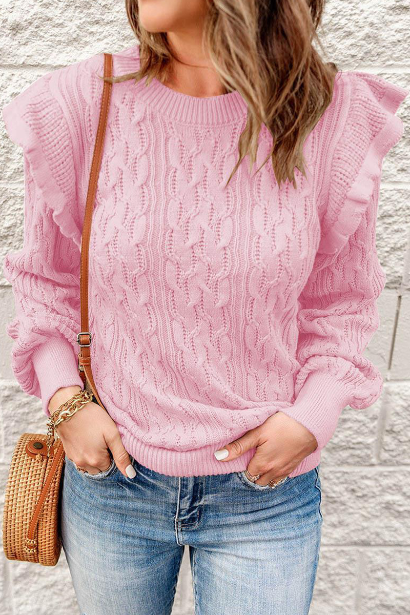 Casual Solid Patchwork O Neck Sweaters(8 Colors)
