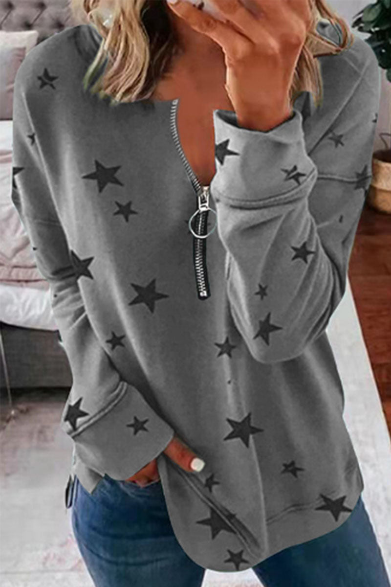 Casual The stars Patchwork Zipper Collar Hoodies(8 Colors)