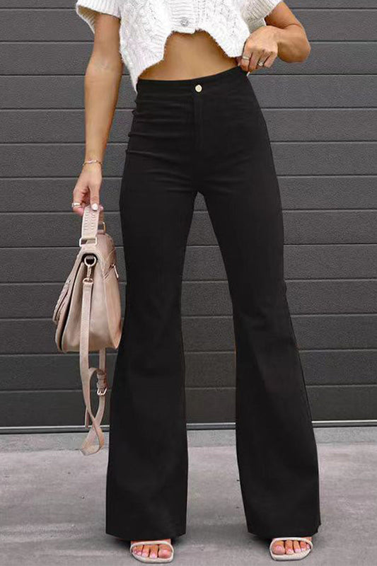 Sexy Casual Street Solid Pocket Boot Cut Mid Waist Wide Leg Patchwork Bottoms