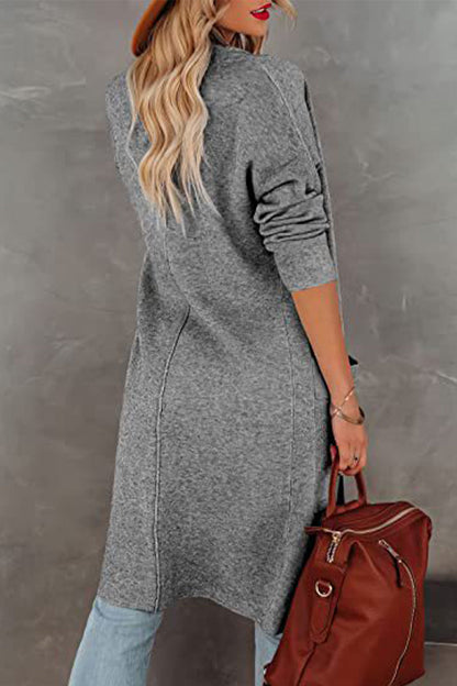 Elegant College Solid Pocket V Neck Outerwear