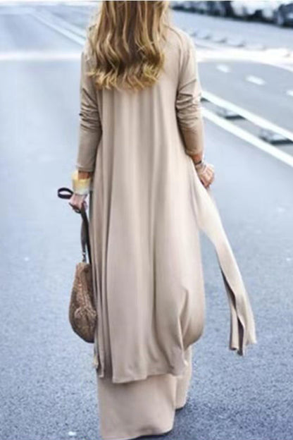 Casual Street Solid Solid Color V Neck Long Sleeve Two Pieces(4 Colors)