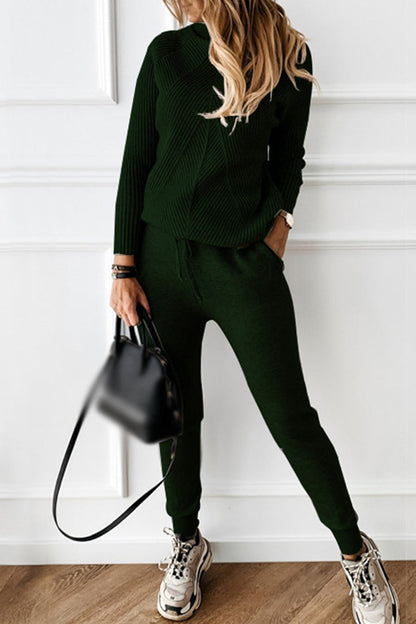 Casual Solid Solid Color Turtleneck Long Sleeve Two Pieces(9 Colors)