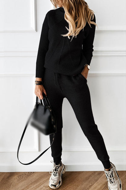 Casual Solid Solid Color Turtleneck Long Sleeve Two Pieces(9 Colors)