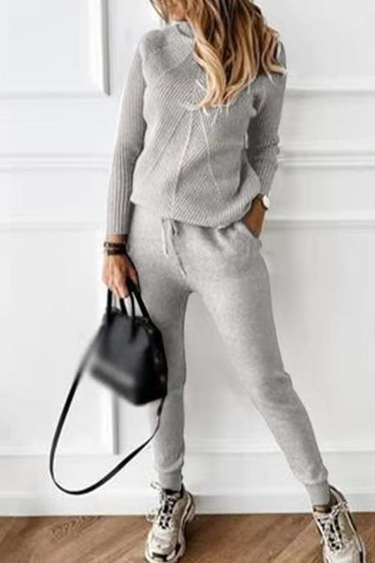 Casual Solid Solid Color Turtleneck Long Sleeve Two Pieces(9 Colors)