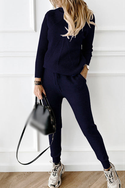 Casual Solid Solid Color Turtleneck Long Sleeve Two Pieces(9 Colors)