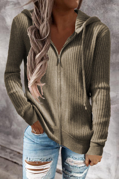 Casual Zipper Hooded Collar Cardigans(7 Colors)