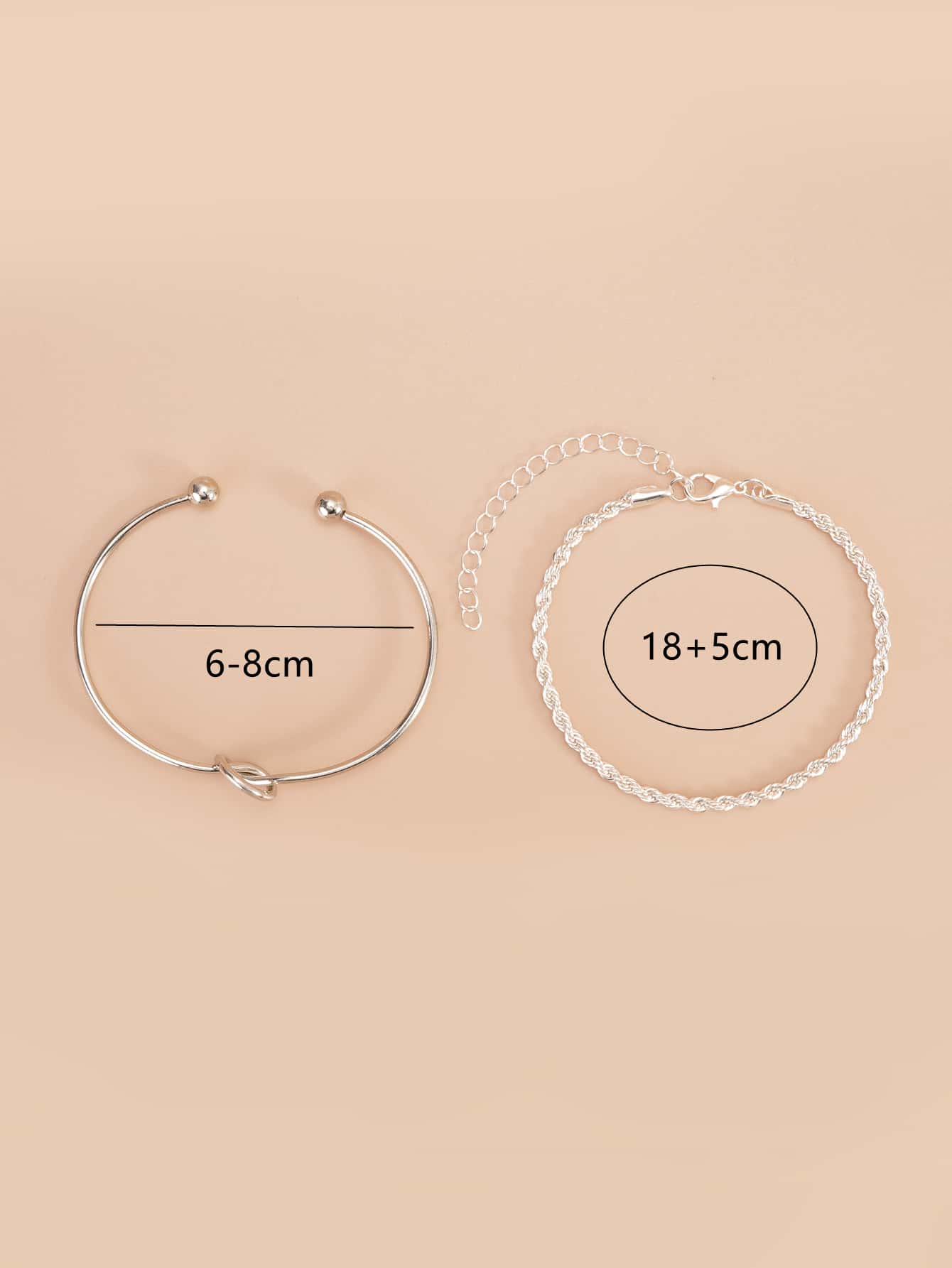 Knot Detail Twist Bracelet Set Silver Tone Daily Wear