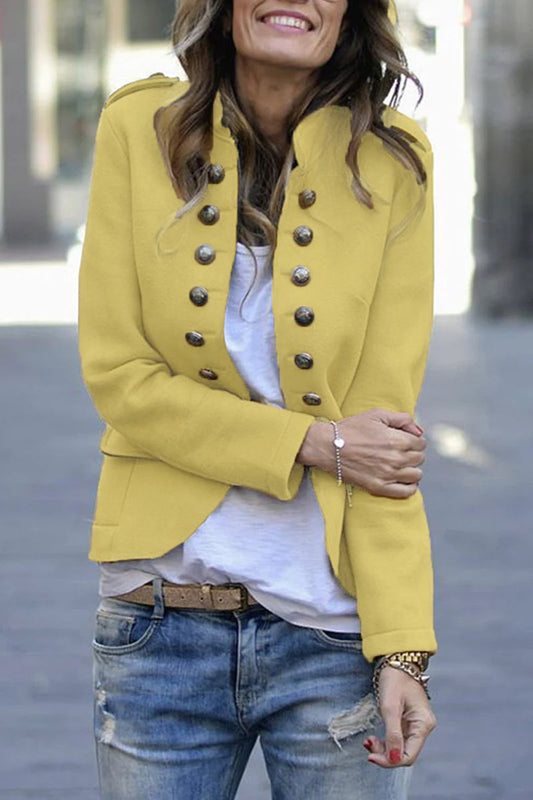 Solid Buttons Turn-back Collar Outerwear(7 Colors)