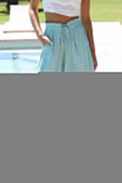 Casual Vacation Print Patchwork Loose High Waist Wide Leg Full Print Bottoms
