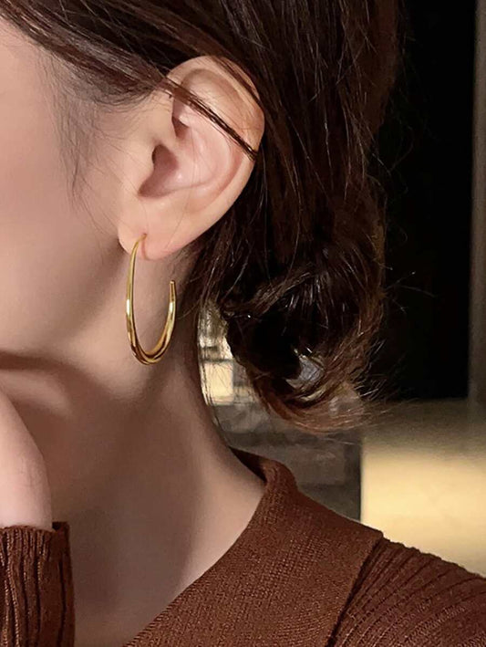 Gold U Shaped Hoop Earrings Minimalist Everyday Luxury