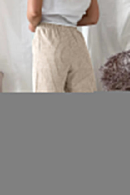 Casual Solid Pocket Loose Straight Bottoms(3 Colors)