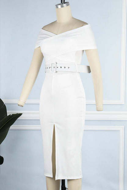 Sexy Elegant Solid With Belt V Neck One Step Skirt Dresses(8 Colors)
