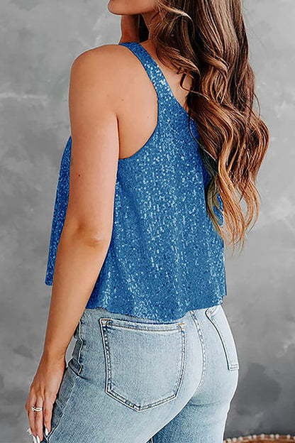 Sexy Casual Solid Sequins O Neck Camis(7 Colors)