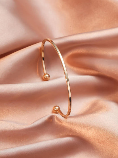 Gold Tone Ball Decor Cuff Bracelet Everyday Chic Elegance
