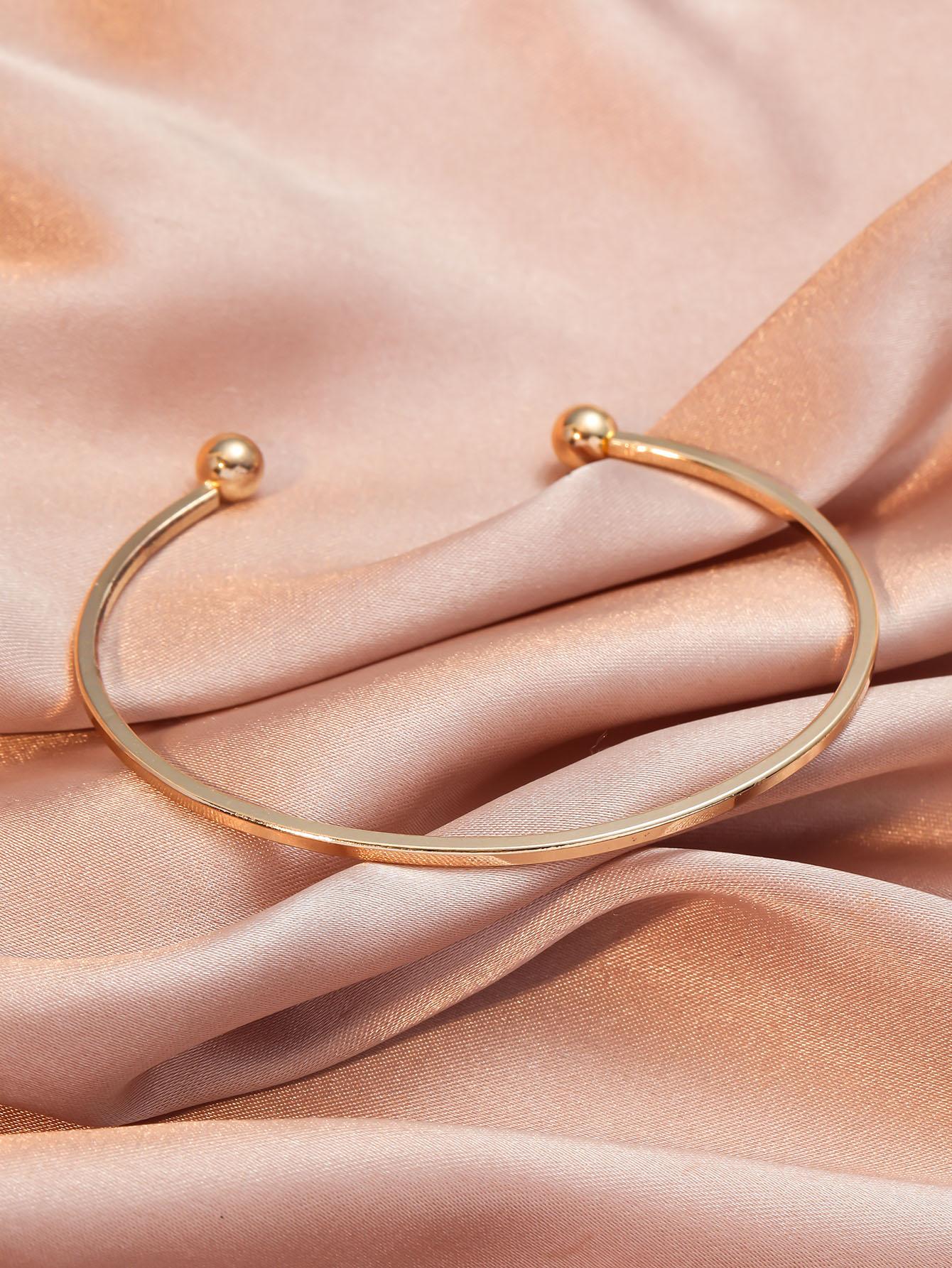 Gold Tone Ball Decor Cuff Bracelet Everyday Chic Elegance