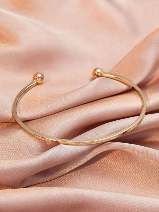 Gold Tone Ball Decor Cuff Bracelet Everyday Chic Elegance