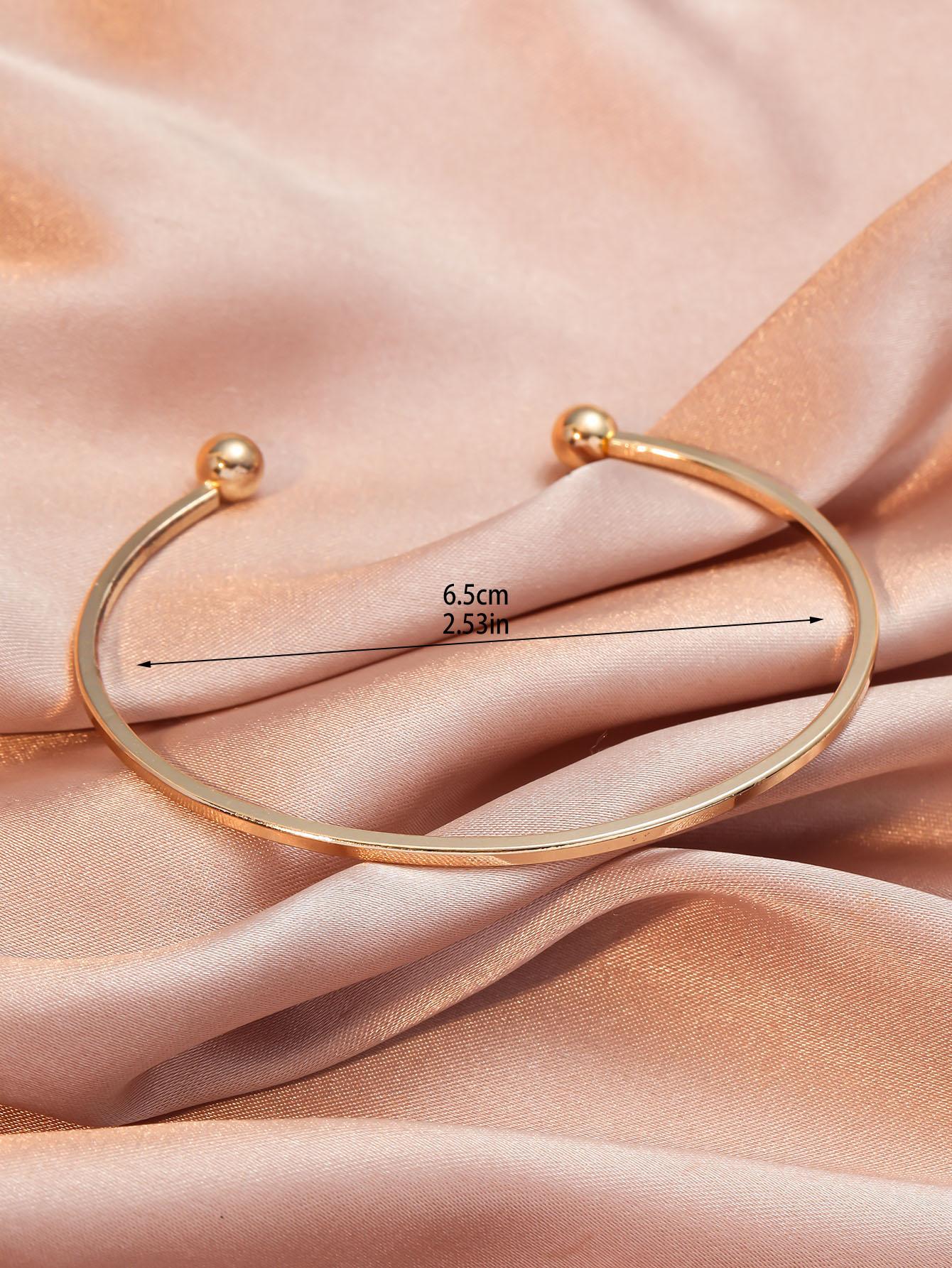 Gold Tone Ball Decor Cuff Bracelet Everyday Chic Elegance