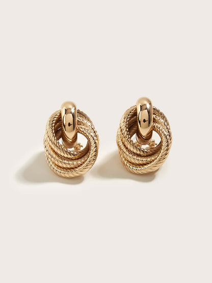 Geometric Gold Twist Clip On Earrings Two Layer Shine