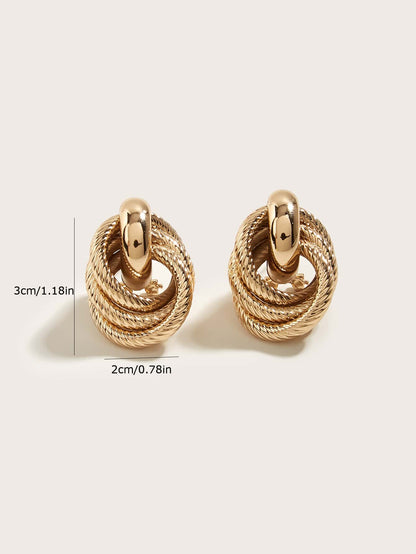 Geometric Gold Twist Clip On Earrings Two Layer Shine