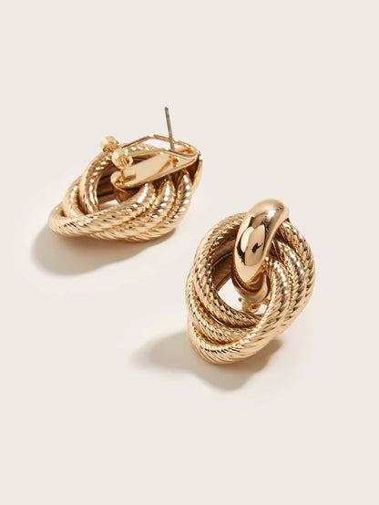 Geometric Gold Twist Clip On Earrings Two Layer Shine