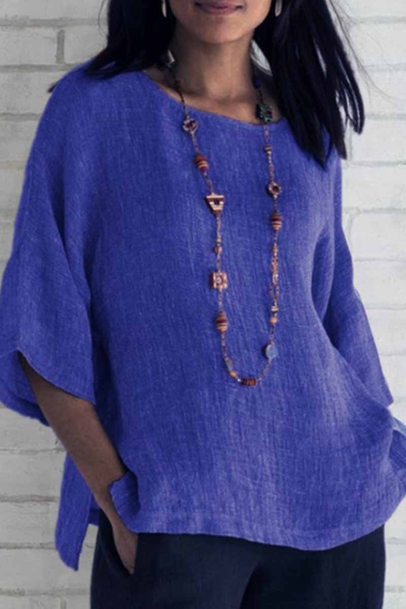 Casual Solid O Neck Shirts(5 Colors)