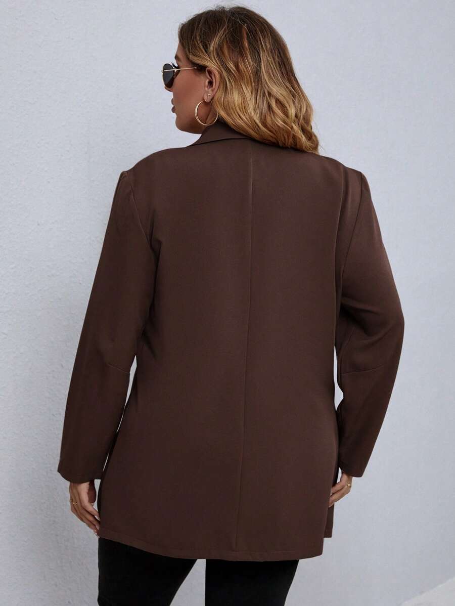 Plus Size Black Button Through Blazer Office Ready Elegance
