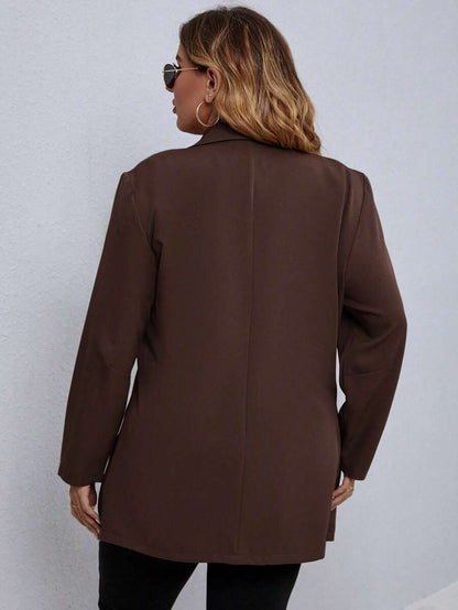 Plus Size Black Button Through Blazer Office Ready Elegance